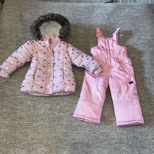 2T pink snowsuit bibs overalls winter coat